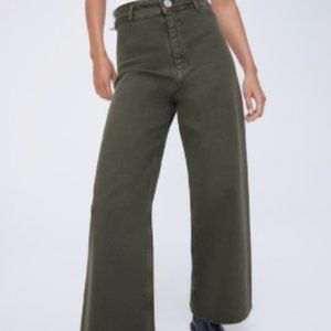 Zara The Marine High Waisted Jeans Green
